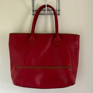 Sundance Red Leather Tote soft pebbled leather.